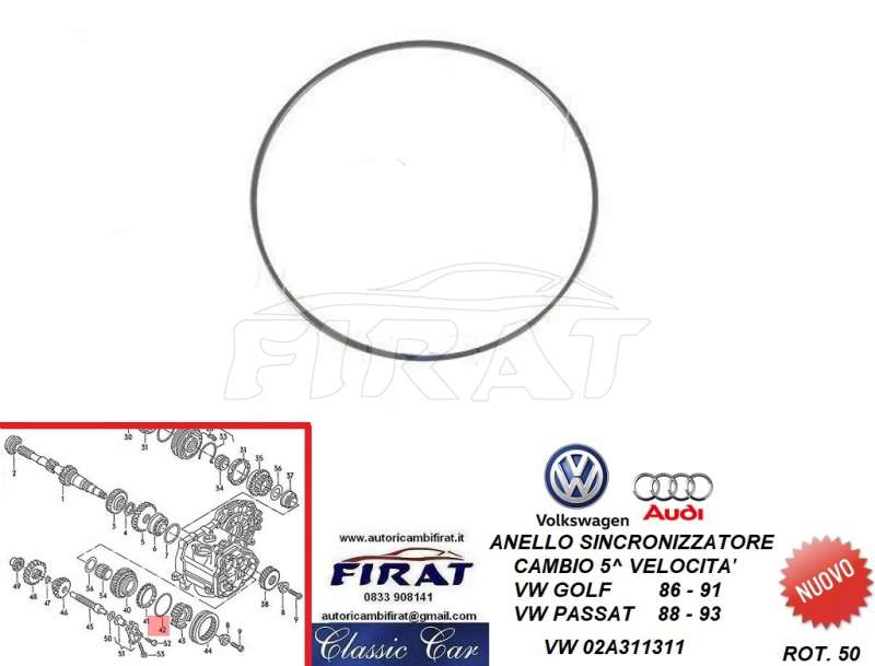 ANELLO SINCRONIZZATORE CAMBIO VW GOLF-PASSAT (02A311311)